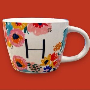 NWT Opalhouse “H” Initial Floral 16oz Stoneware Mug with Monogram